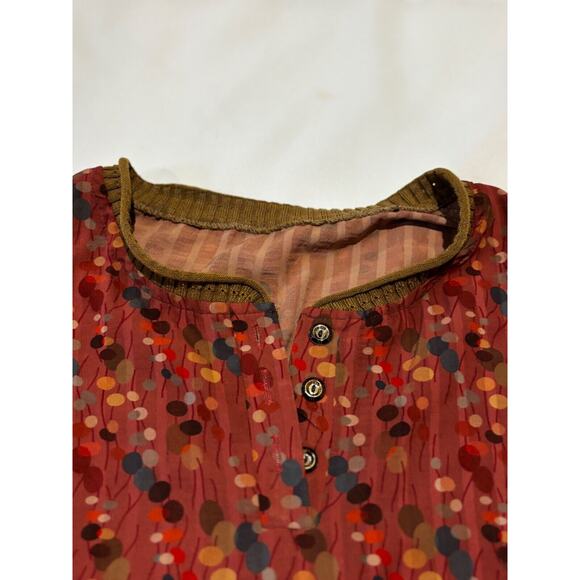 New Geometric Artsy Long Sleeve Top Blouse soft with sweater trim 3XL 3x boho - Picture 3 of 6